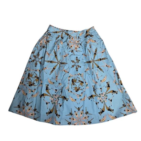 NEW Modcloth x Dupenny synchronized swimmer blue a-line pinup‎ skirt M - Picture 3 of 10